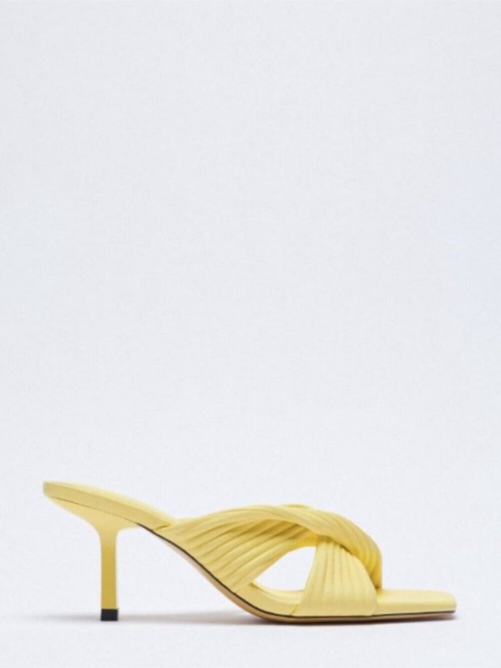 Zara Pleated Strap Heeled Sandals Heel Light Yellow Size 38/7 - Picture 7 of 13
